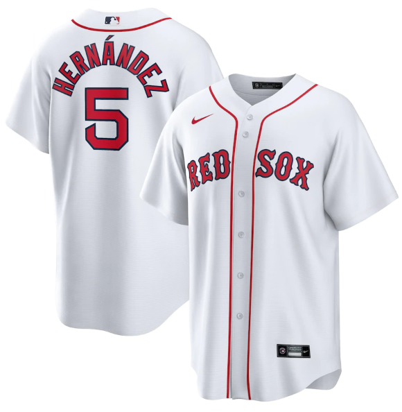 Men's Boston Red Sox #5 Kiké Hernández White Cool Base Stitched Baseball Jersey